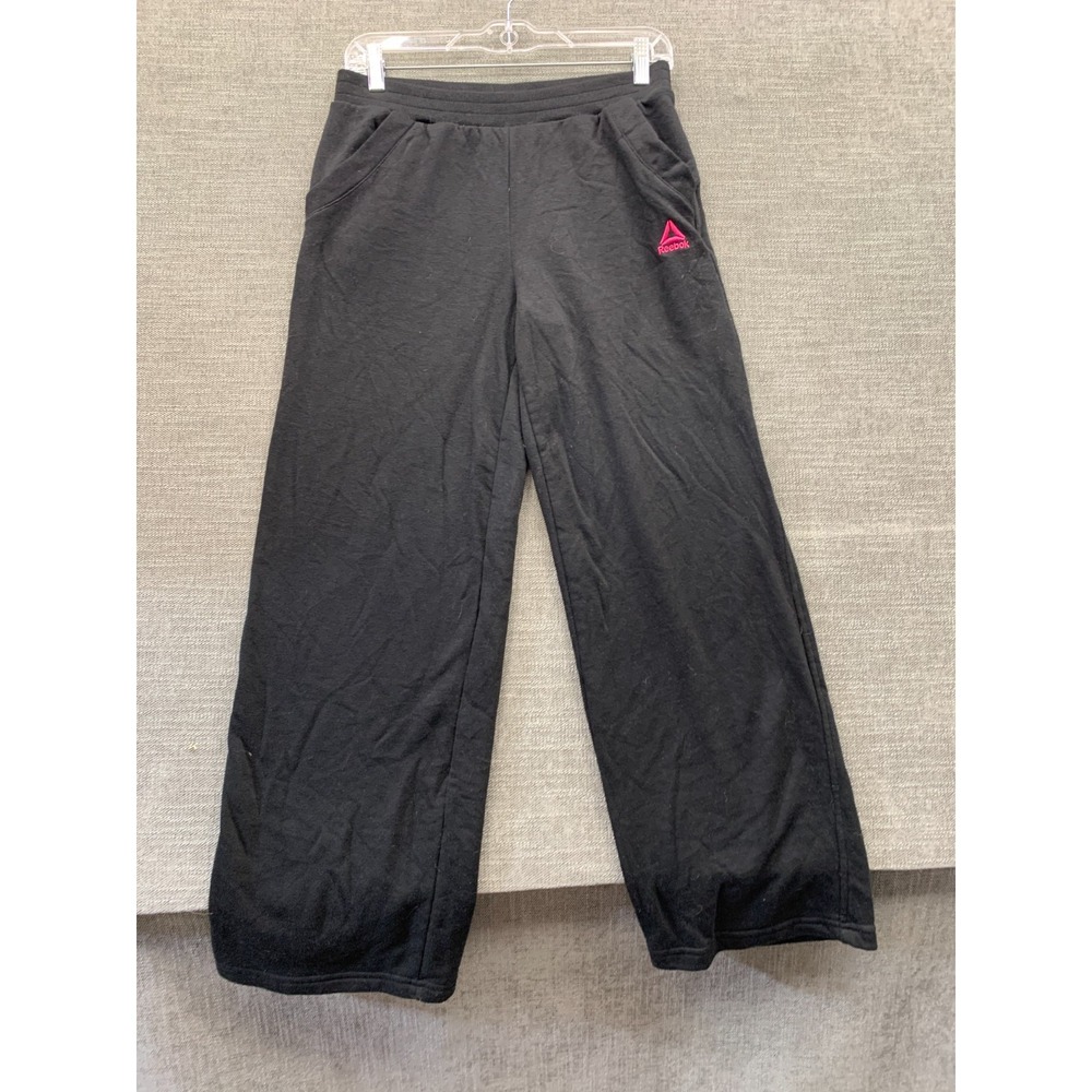 Reebok Sweatpants Womens 18 Black Cotton Fleece Lined Straight Leg Athleisure